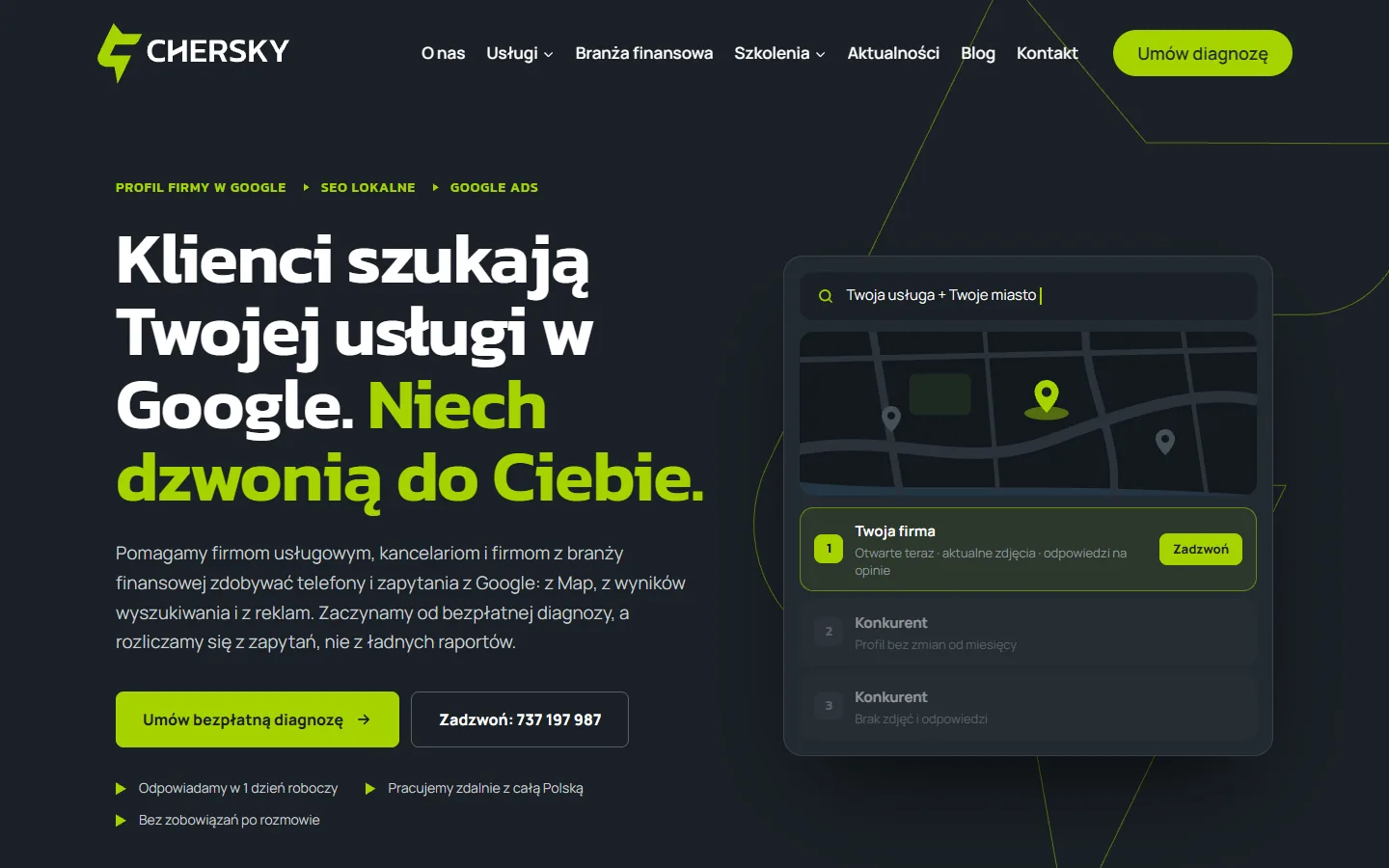 Strona Chersky Marketing, sekcja 1